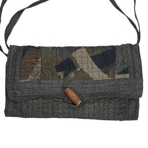 Patchwork Crazy Quilt Crossbody Shoulder Bag Envelope Wallet Trifold Boho Hippie